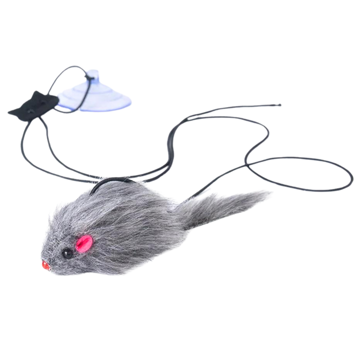 Hængende mus med sugekop - Kattelegetøj