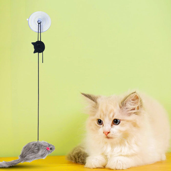 Hængende mus med sugekop - Kattelegetøj