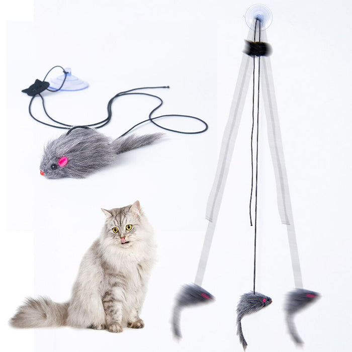 Hængende mus med sugekop - Kattelegetøj