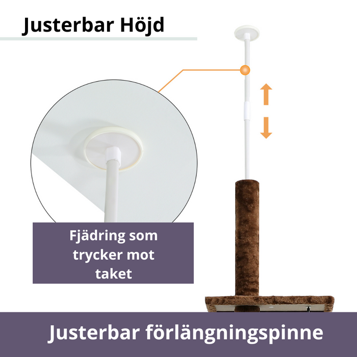 justerbart klösträd klätterträd för katter. Golv till tak. Enkelt att montera. Takfäste detaljer